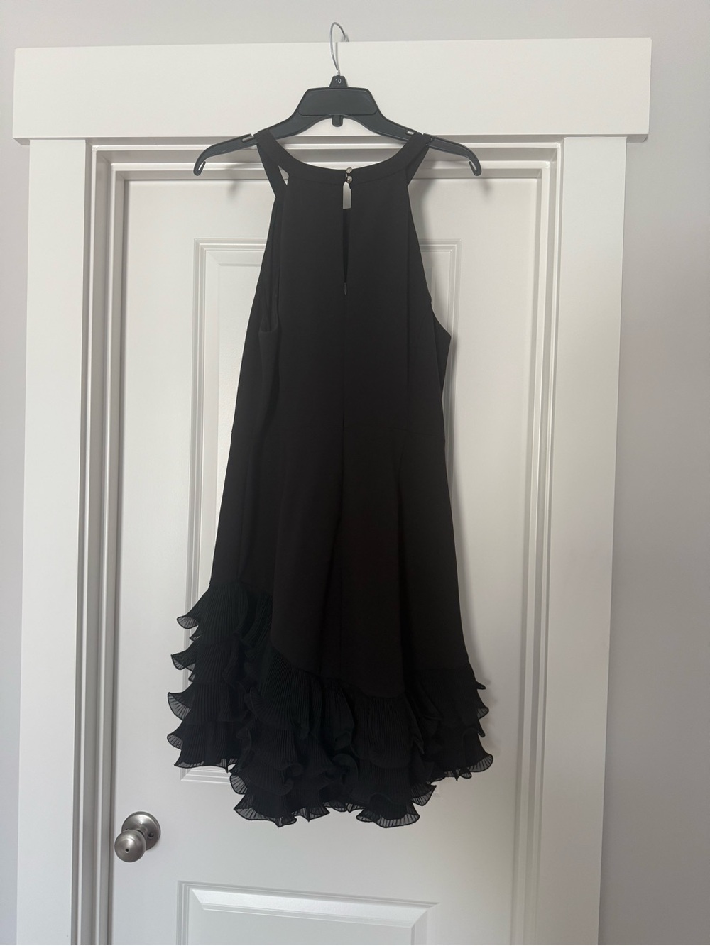 GUESS Black Halter High-Low Ruffle Dress